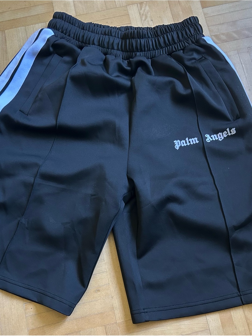 Palm Angels Black Shorts with White Side Stripes